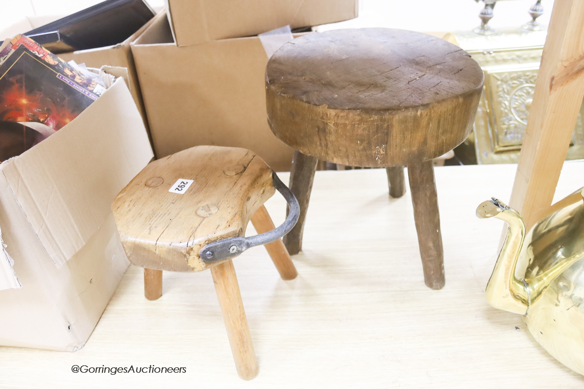 Two primitive stools, tallest 32cm